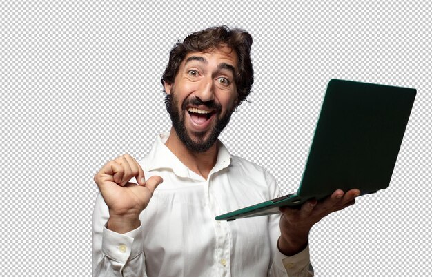 joven adulto usando una computadora portátil