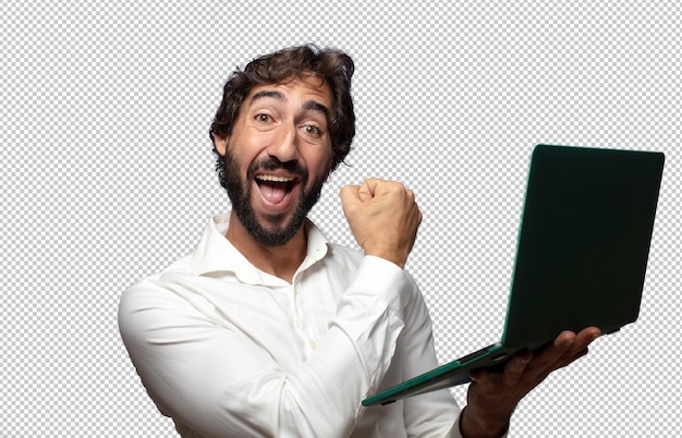 joven adulto usando una computadora portátil
