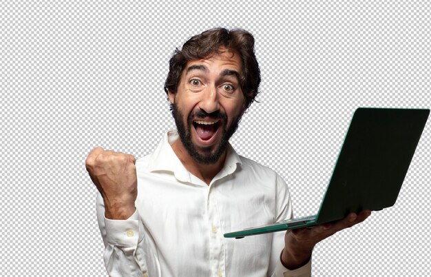 joven adulto usando una computadora portátil