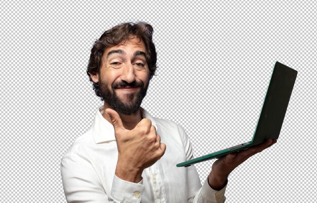 joven adulto usando una computadora portátil