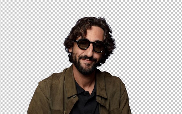 joven barbudo con gafas de sol