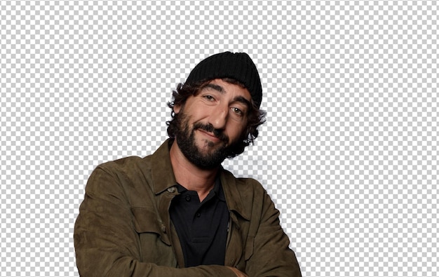 joven barbudo con sombrero