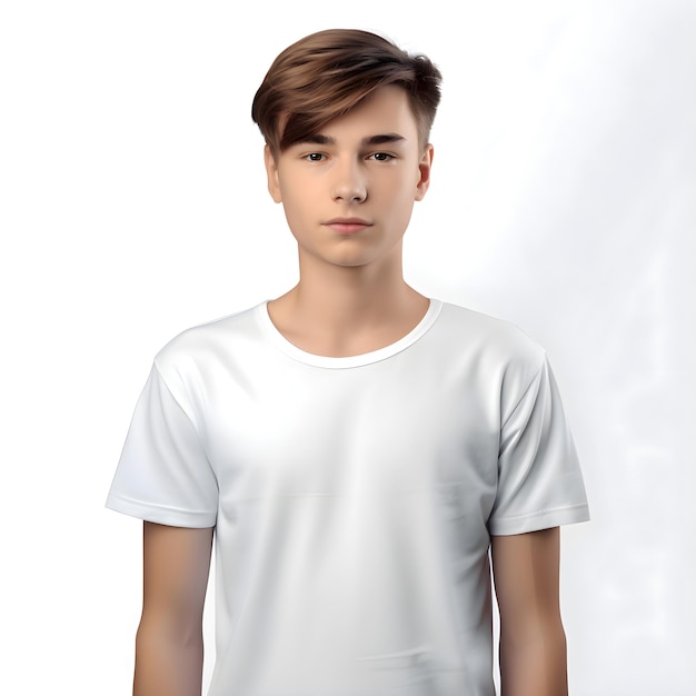 Joven guapo con camiseta blanca aislado sobre un fondo blanco