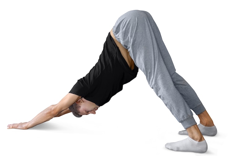 PSD gratuito un joven haciendo una posición de yoga