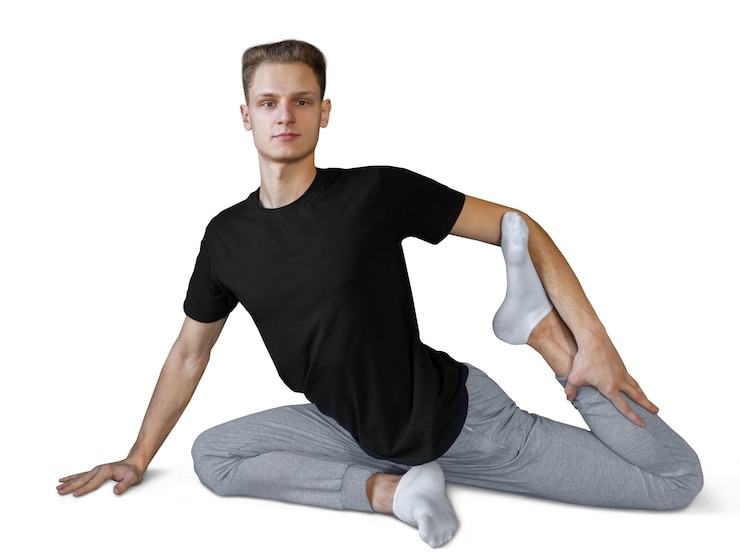 PSD gratuito un joven haciendo una posición de yoga
