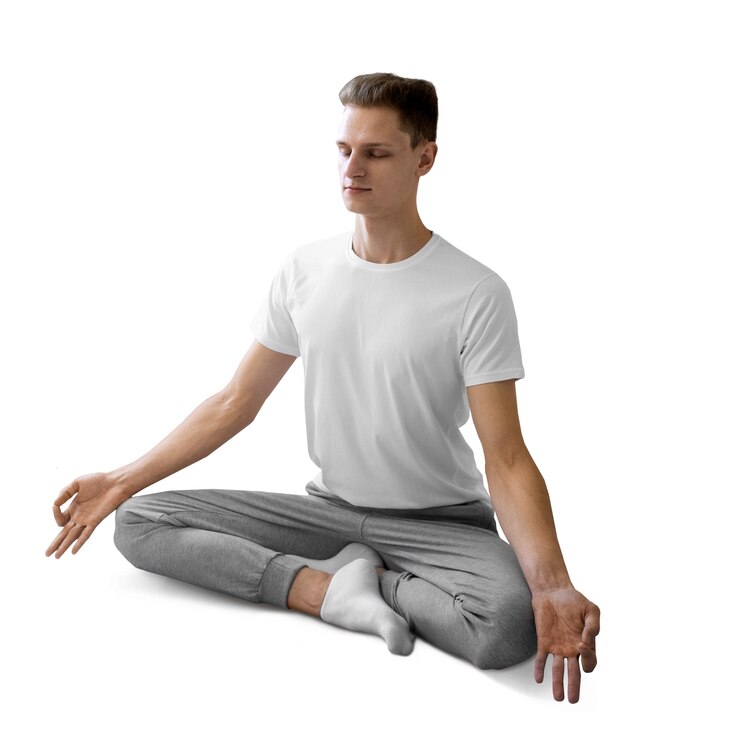 PSD gratuito un joven haciendo una posición de yoga