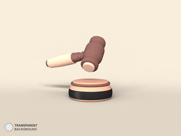 PSD gratuito juez, martillo, icono, aislado, 3d, render, ilustración