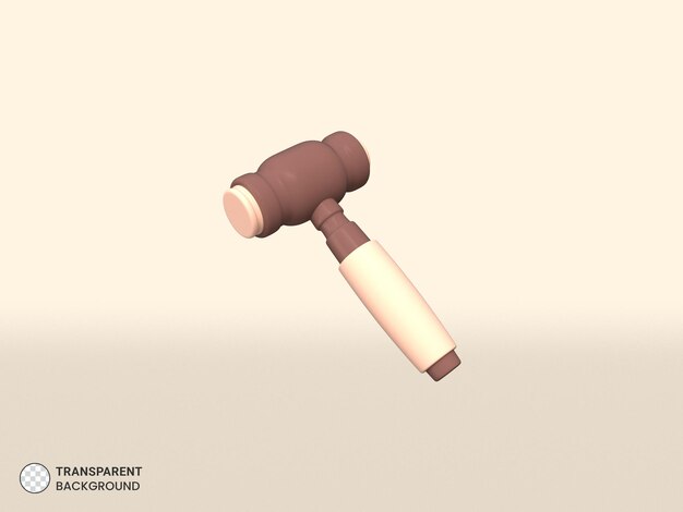 juez, martillo, icono, aislado, 3d, render, ilustración