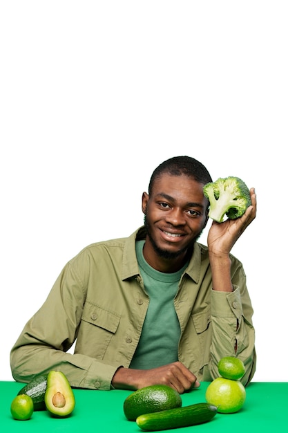 Jugoso retrato de persona con comida