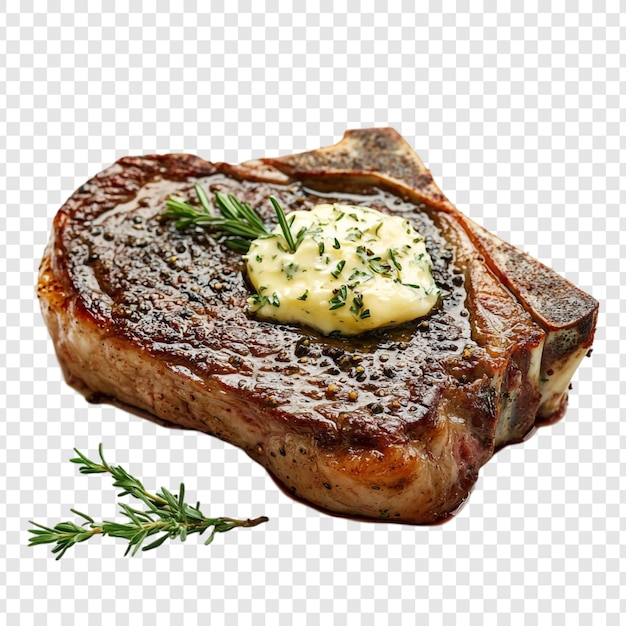 Jugosos filetes de ribeye a la parrilla con mantequilla de hierbas