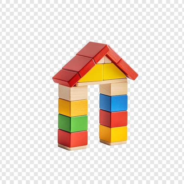 Juguete de colorida casa de bloques de madera para niños