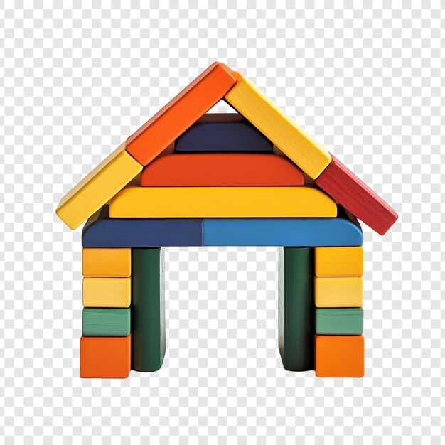 Juguete de colorida casa de bloques de madera