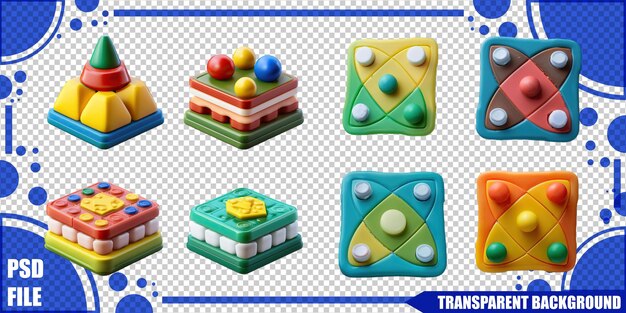 Juguetes coloridos apilados para una diversión creativa