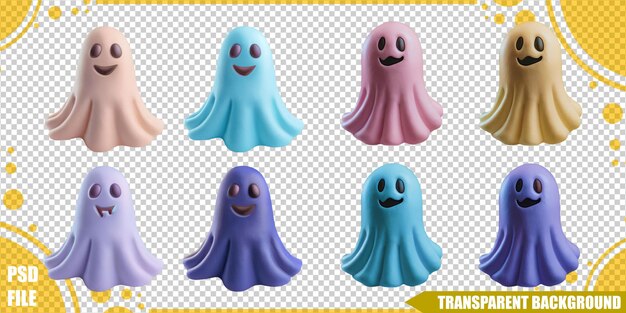 Juguetes de fantasmas coloridos para una decoración lúdica