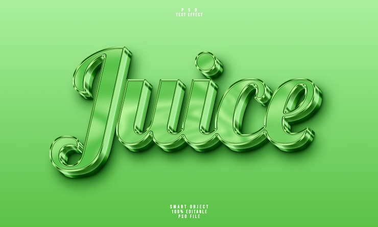 PSD Gratis juice 3d editable text effect