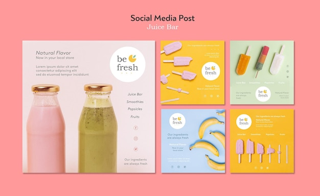 Gratis PSD juice bar social media postsjabloon