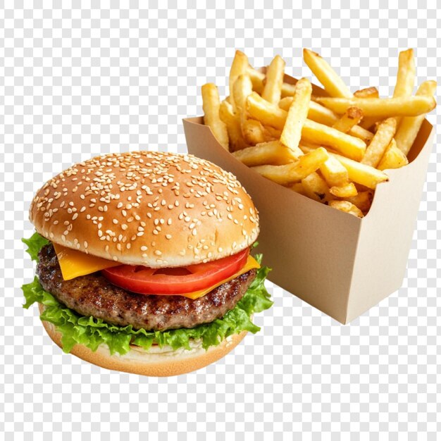 Juicy Cheeseburger con patatas fritas crujientes