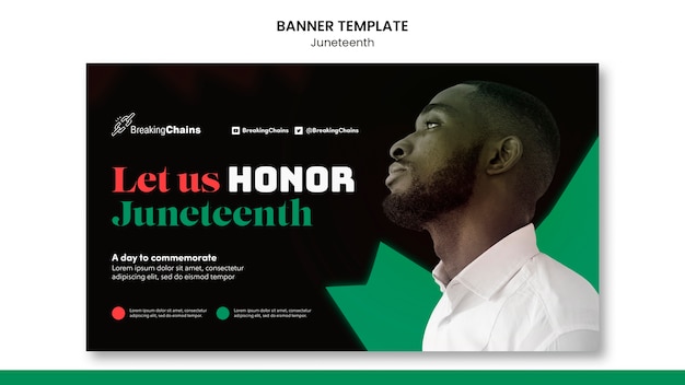 Gratis PSD juneteenth banner ontwerpsjabloon