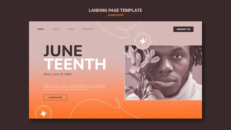 PSD Gratis juneteenth landing page template