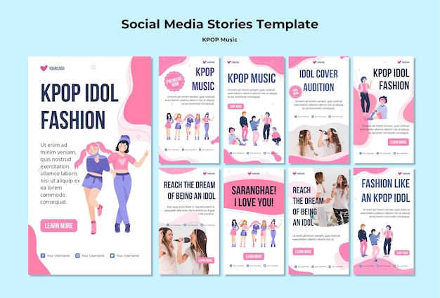 Gratis PSD k-pop social media verhalen-sjabloon