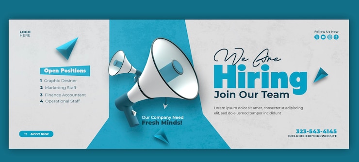 PSD Gratis kami sedang mencari kandidat, templat banner sampul facebook lowongan pekerjaan
