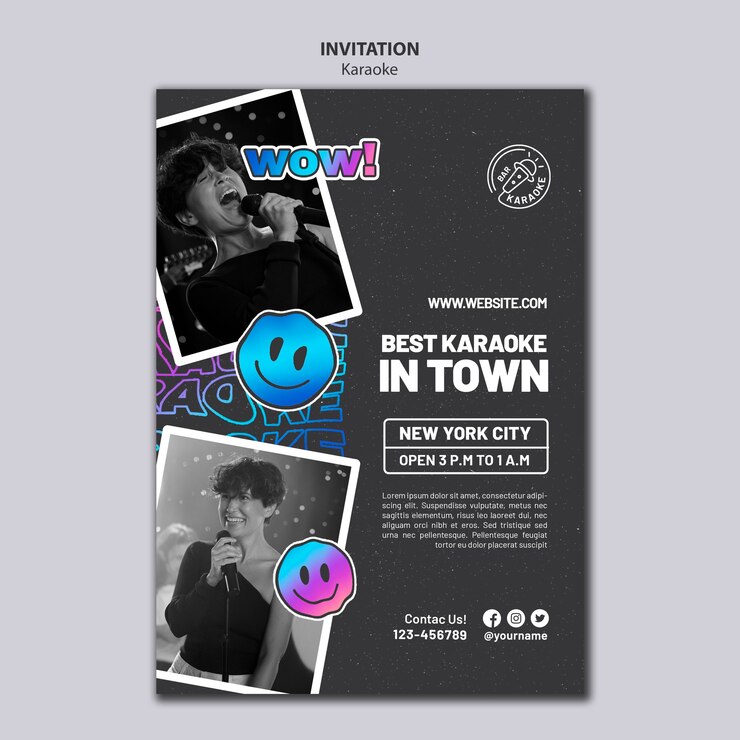 PSD Gratis karaoke party  invitation template