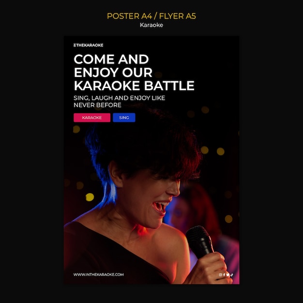 Gratis PSD karaoke party poster sjabloon