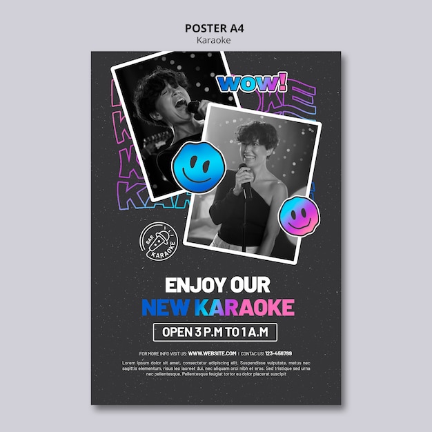 Gratis PSD karaoke party poster sjabloon