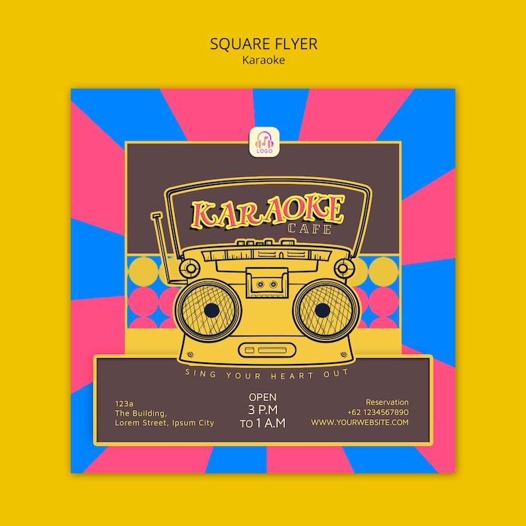 PSD Gratis karaoke party square flyer template