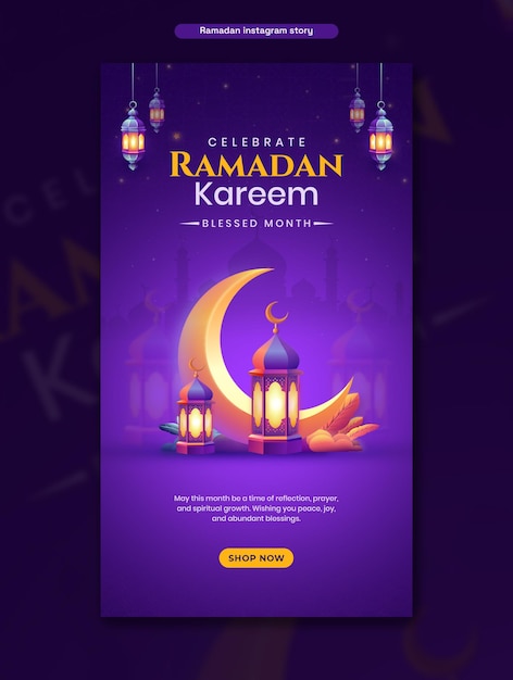 Gratis PSD kareem ramadan traditioneel islamitisch festival instagram story ontwerp template