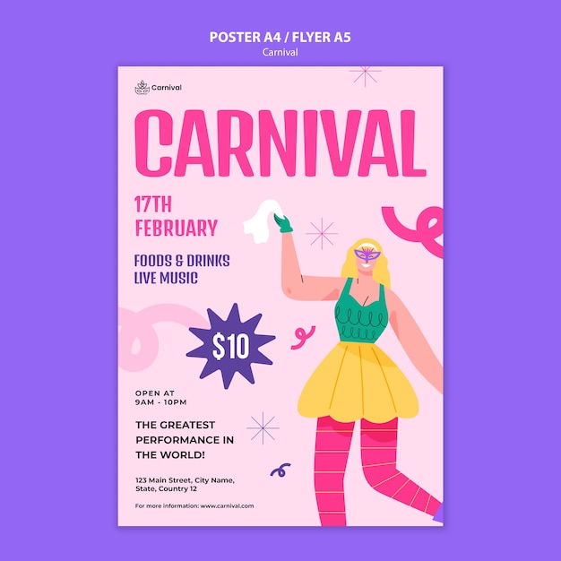 Gratis PSD karnavalse evenementen poster sjabloon