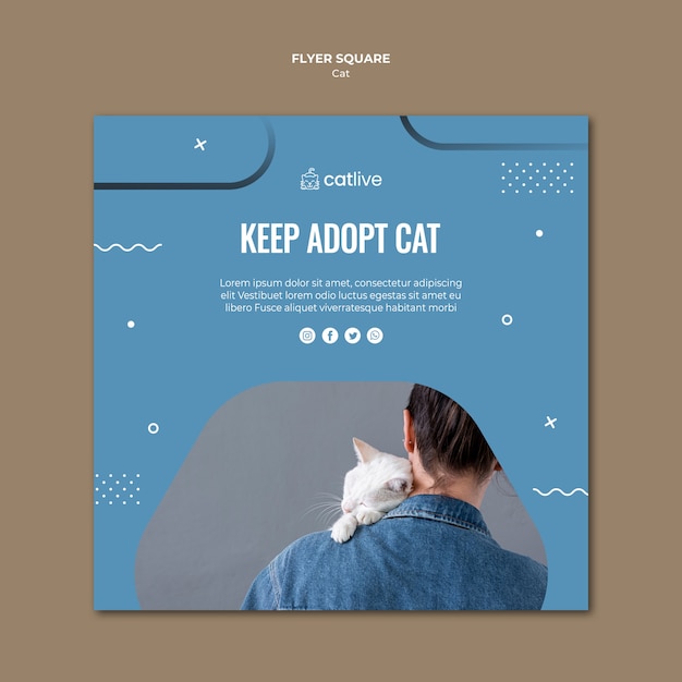 Kat adoptie vierkante flyer