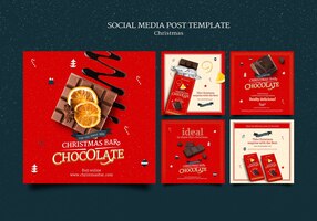 Kerst chocolade instagram posts set