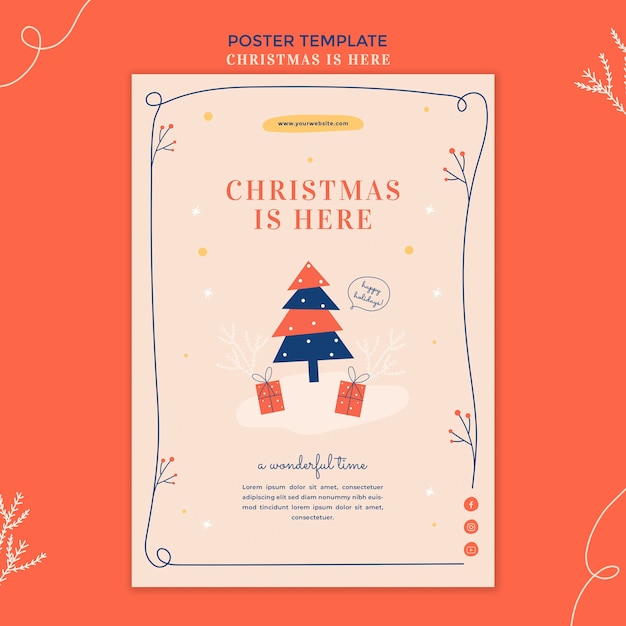 Gratis PSD kerst concept poster sjabloon