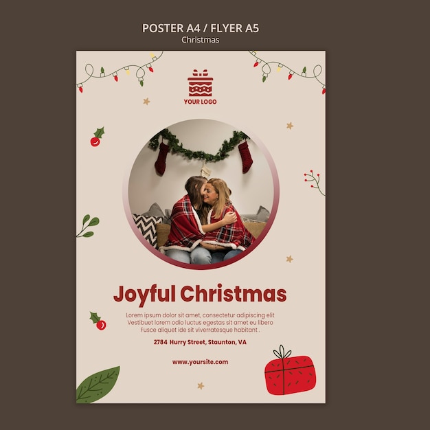 Gratis PSD kerst concept poster sjabloon