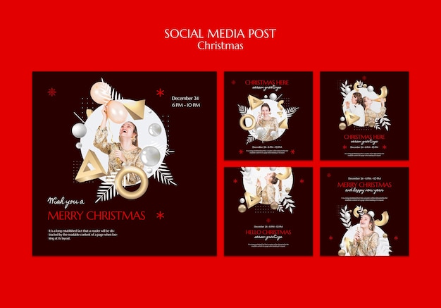 Gratis PSD kerst social media post sjabloonontwerp