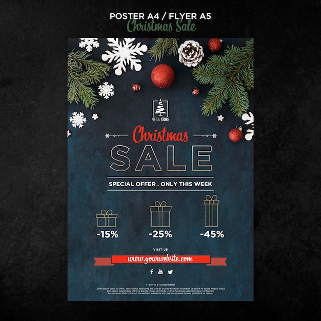 Kerst verkoop concept poster sjabloon