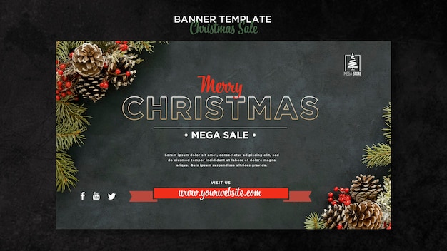 Gratis PSD kerst verkoop concept sjabloon voor spandoek