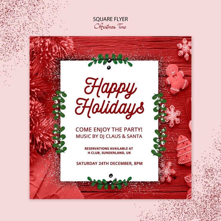 Gratis PSD kerst vierkante flyer concept