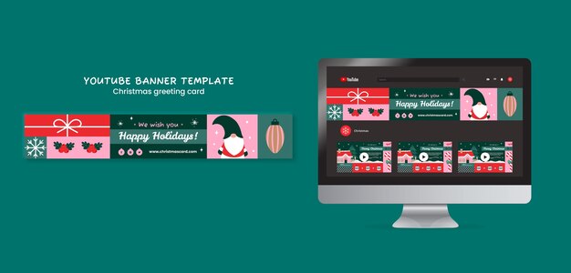 Gratis PSD kerst wenskaart youtube banner sjabloon