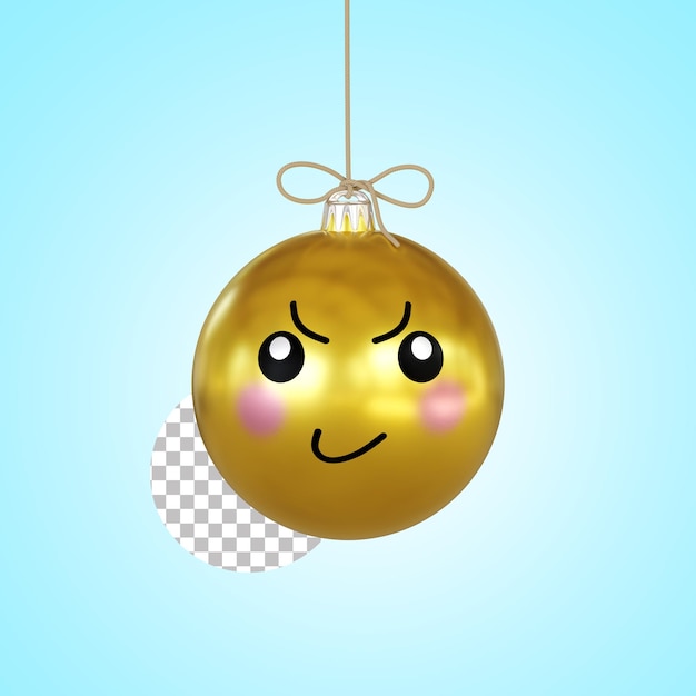 Kerstbal boos emoticon 3d render Premium Psd