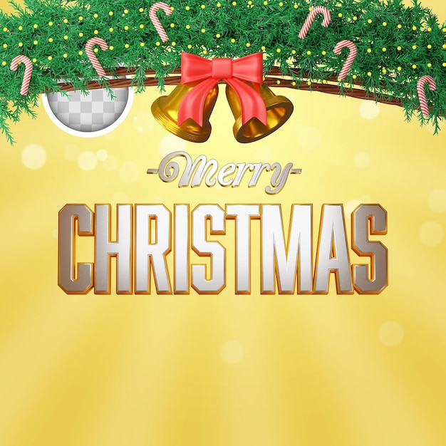 Gratis PSD kerstbanner met lichten 3d illustratie