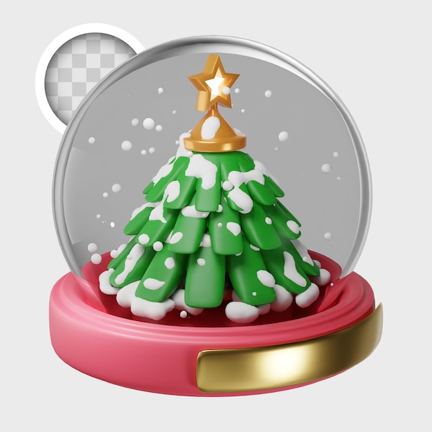 Gratis PSD kerstbol met boom 3d-illustratie