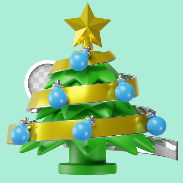 Gratis PSD kerstboom met kerstbollen 3d illustratie