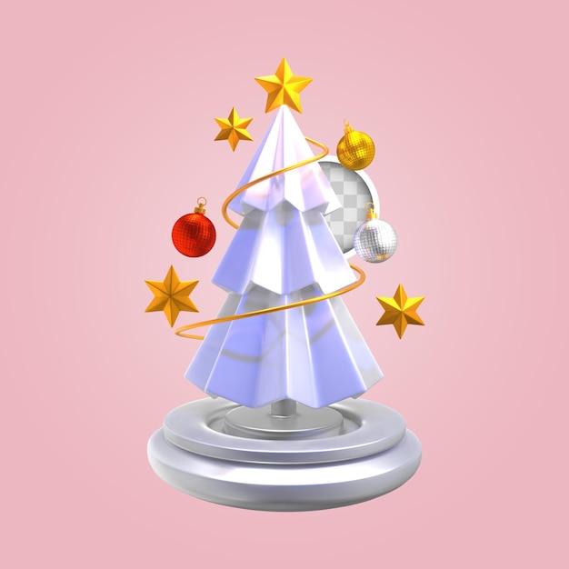 Kerstboom met sterren. 3D-rendering