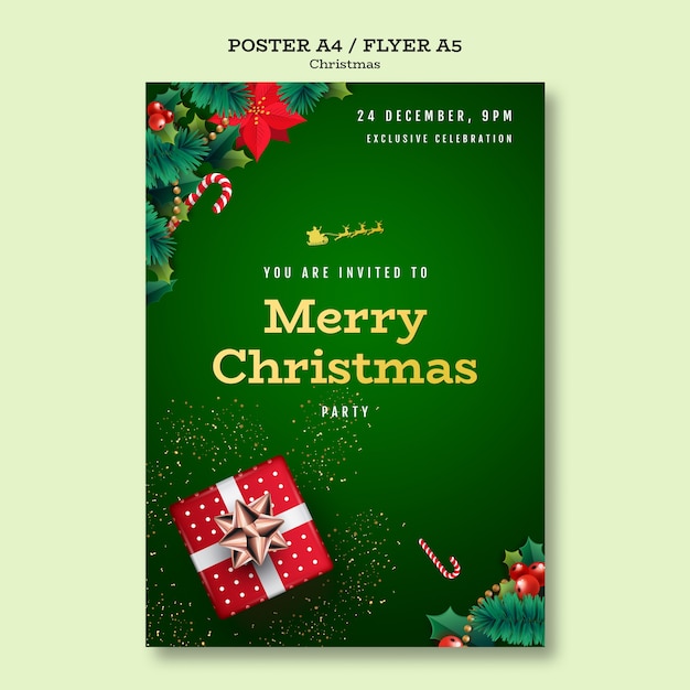 Gratis PSD kerstfeest poster sjabloon