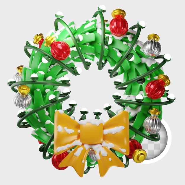 Gratis PSD kerstkrans versierd met lichten 3d-illustratie