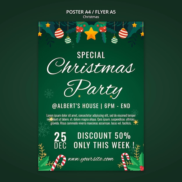 Gratis PSD kerstviering poster sjabloon