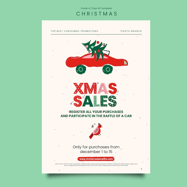 Gratis PSD kerstviering poster sjabloon