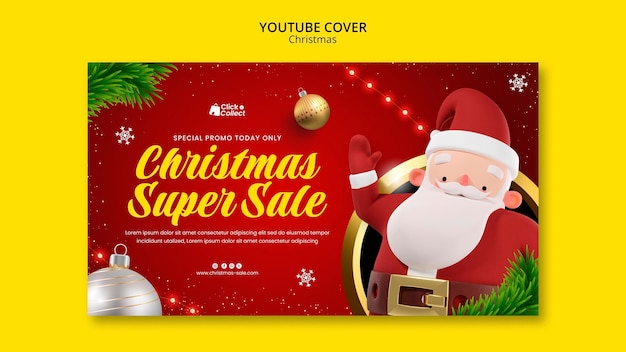 Gratis PSD kerstviering youtube voorbladsjabloon